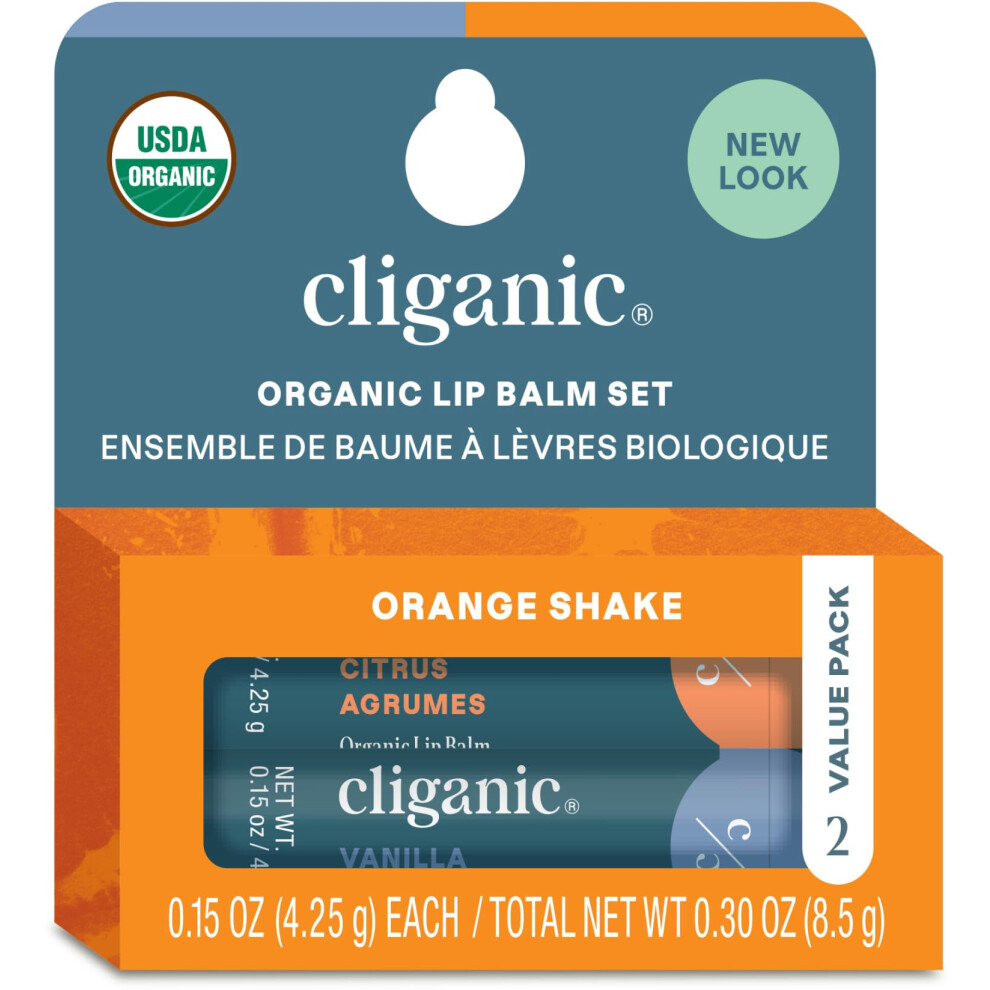 Cliganic Organic Lip Balm 2 Pack - Orange Shake