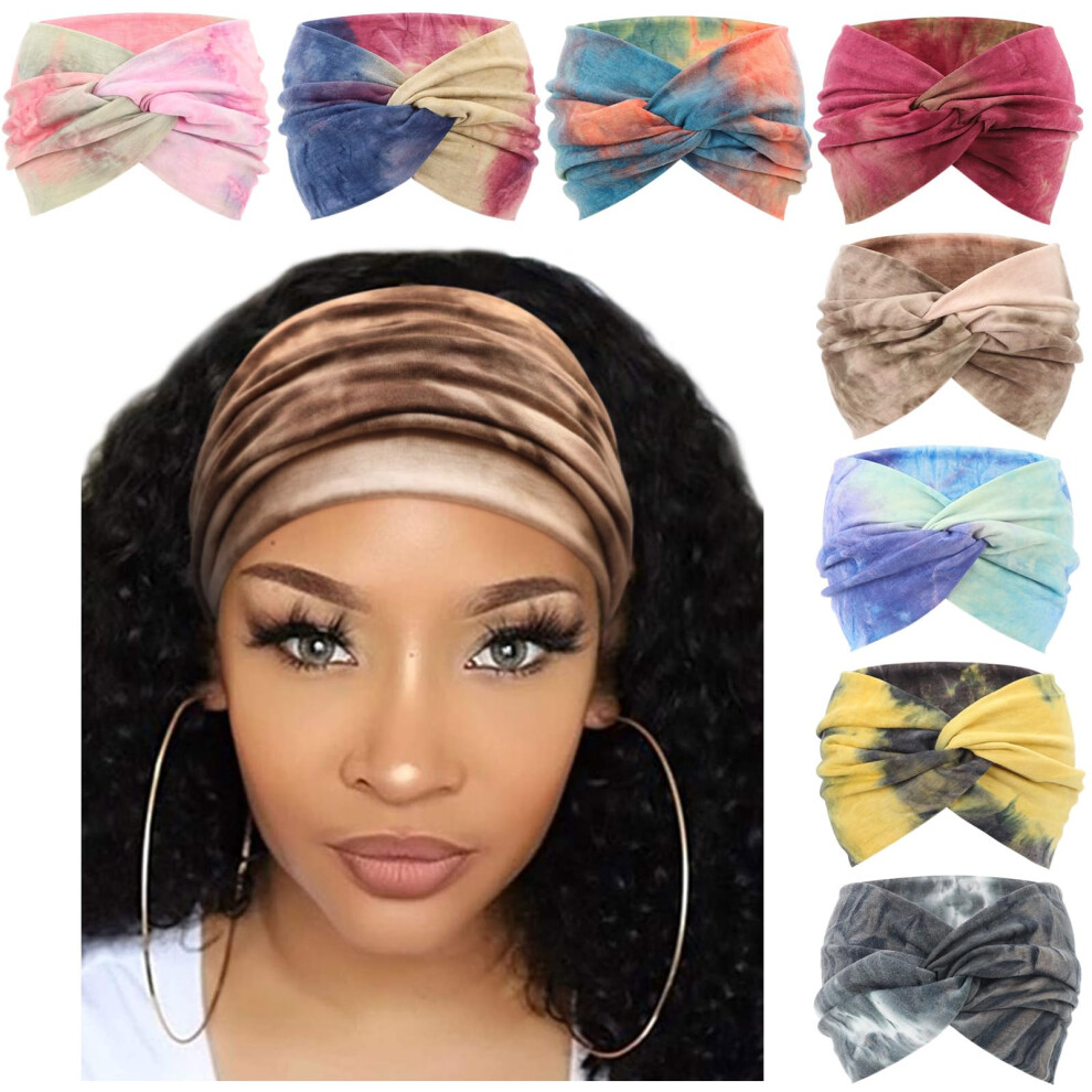 Dreshow 8 Pezzi Fasce Sportive Per Donna Antiscivolo Elastiche Moda Fasce Per Capelli Morbide Accessori Per Capelli Per Uso Quotidiano Allenament-image