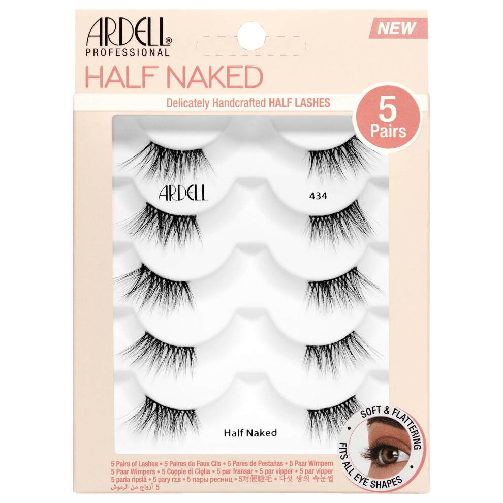 Photos - False Eyelashes Ardell Naked Half Lashes 434 - Delicately Handcrafted Cat Eye , 5-Pairs, 1-Pack 32297 