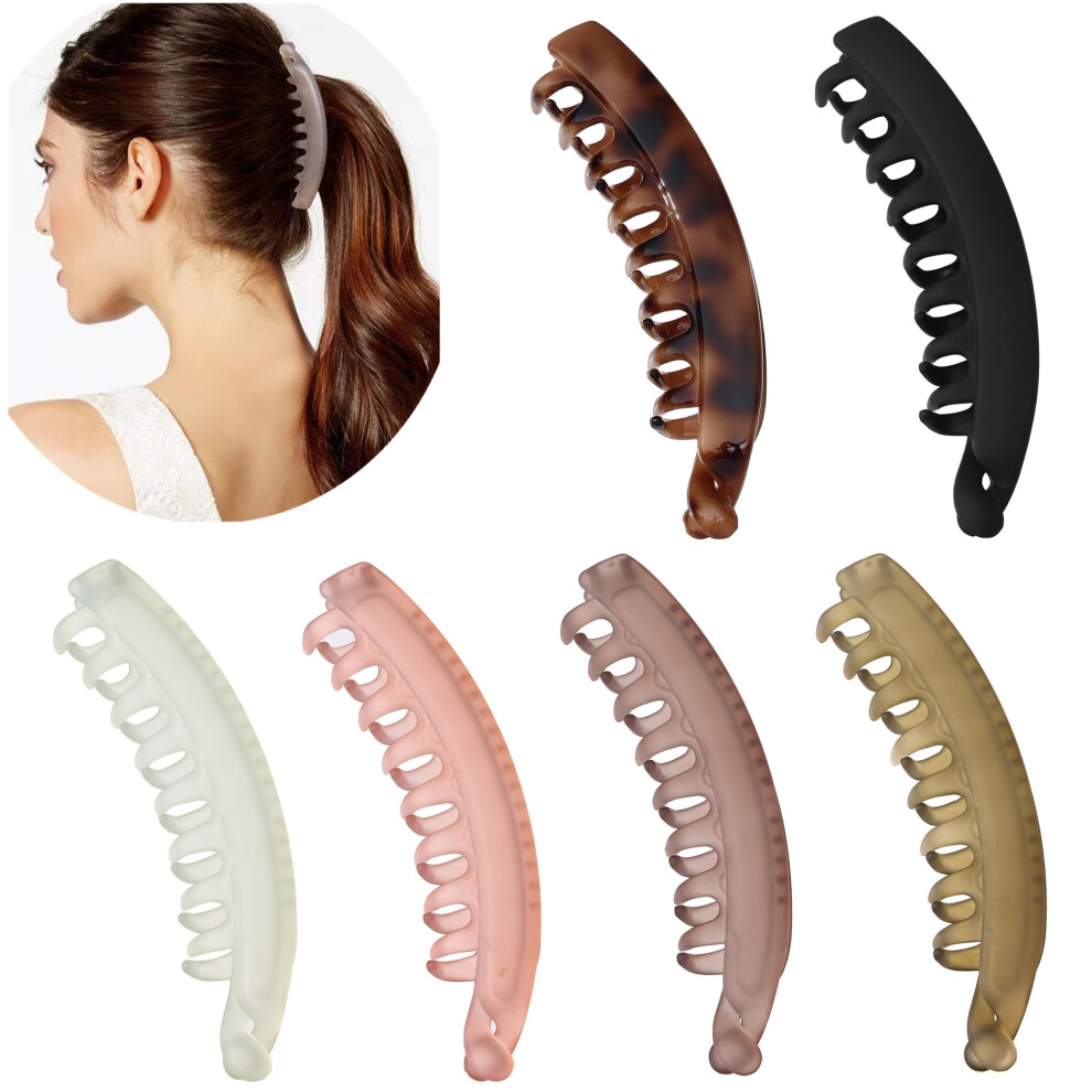 Sol 6 Pieces Banana Hair Clips 5 Inch Large Banana Clip For Thin Fine Thick Hair Non Slip Banana Claw Clips For Women