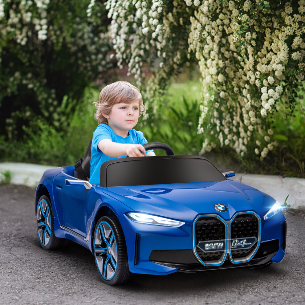 Homcom Bmw I4 Licensed 12V Kids Electric Ride-On Car W/ Remote Control - Blue