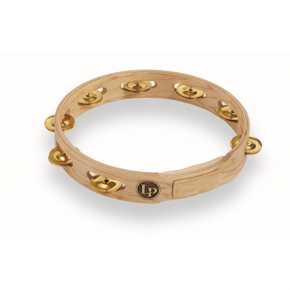 Latin Percussion LP381B LP Accent 10 Single Row Wood Tambourine with Brass Jingles