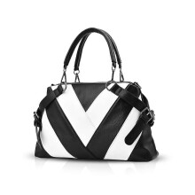 (As show, One size) Handbags for Ladies top-Handle Bags for Women Large Cross Body Bag (Black and Whi BTY