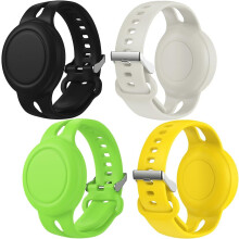 (A) 4pcs Airtag Bracelet For Kids Waterproof, Silicone Wristband Full Case Cover For Apple Airtag Holder, Anti-lost Band Hidden Accessories For Toddler