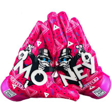 Battle Sports Money Man Wide Receptor Gloves - Manu?i de fotbal Ultra Grip - Pink Adult XX -Large