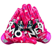 Gants de football Battle Sports Money Man Wide Receiver - Gants de football Ultra Grip - Rose Adulte Large