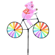(Piglet) Animal Bike Wind Spinner Yard Art Whirly Garden Stakes Decorations for Garden Ornament Supplies UND Sale
