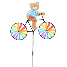 (Little Bear) Animal Bike Wind Spinner Yard Art Whirly Garden Stakes Decorations for Garden Ornament Supplies UND Sale