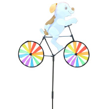 (Dog) Animal Bike Wind Spinner Yard Art Whirly Garden Stakes Decorations for Garden Ornament Supplies UND Sale