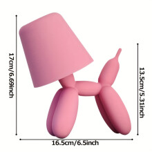 (Pink) Creative Romantic Colorful Balloon Dog Table Lamp with Touch Switch, Three-color Light