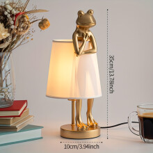 (Luxury Golden) Everyday Comfort | Whimsical Frog Table Lamp - Golden or Vintage Grey, Art Deco Style