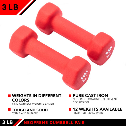 Jfit Neoprene Dabbell Pairs 3 lb 2