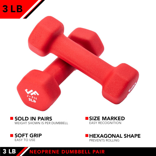 Jfit Neoprene Dabbell Pairs 3 lb 1