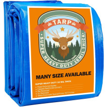 Tarp bleu tarreaux lourds impermeables 16x16 Plastic etanche en plastique poly 16 mil-chouilleur d'epaisseur avec illets metalliques tous les 19