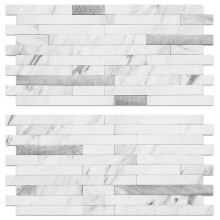 AULIGET 20 arkkia Faux Stone Peel and Stick Backsplash White Marble Look PVC seinlaatat Stick on Backsplash keittin