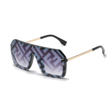 (Gray, One size) 2025 New Hot Large Frame Trend Letter Sunglasses Conjoined Lens Men Women Fashion All-match