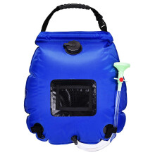 (Blue, One size) New Upgraded5 Gal Solar Heating Hot Water Bag, Leak Proof Solar Heating Water Bag Temperature Indicator 20L for Outdoor Use for Beach Traveling