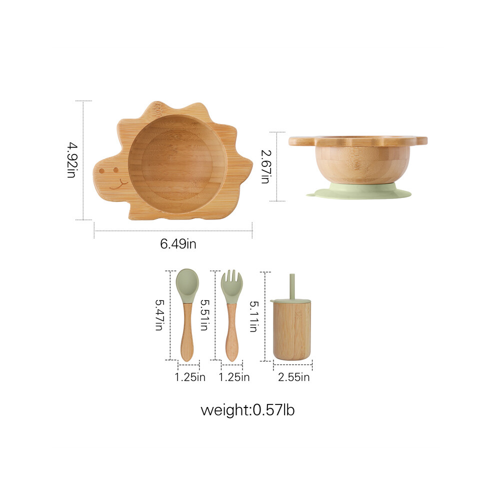 Closkye (4Pcs Set-01) Bamboo Wooden Rainbow Dinner Plate Children Tableware Tool Baby Tableware Set Bpa Free Silicone Baby Bib Infant Feeding Supplies