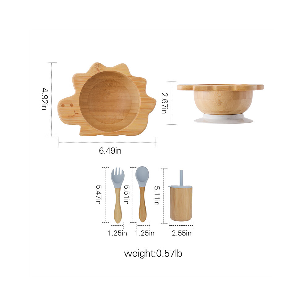Closkye (4Pcs Set-03) Bamboo Wooden Rainbow Dinner Plate Children Tableware Tool Baby Tableware Set Bpa Free Silicone Baby Bib Infant Feeding Supplies