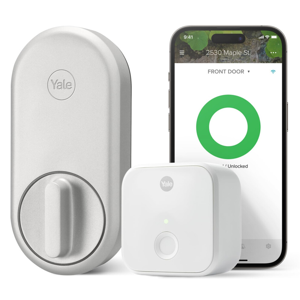Yale Approach Smart WiFi Deadbolt Retrofit Smart Lock  Unlimited Virtual Keys  App Remote Control  Keyless Entry  Silver