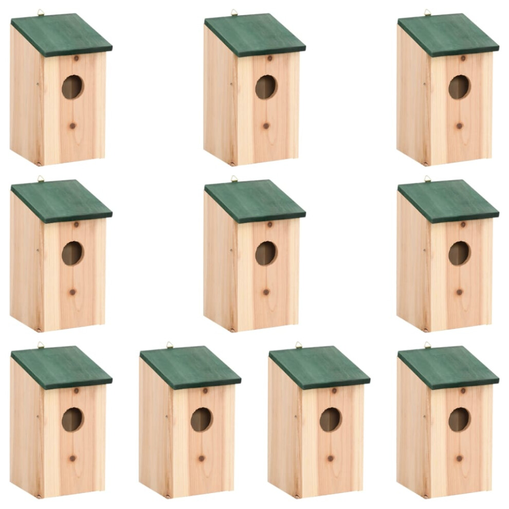 vidaXL 10x Solid Firwood Bird Houses Garden Wooden Nesting Box Habitat House