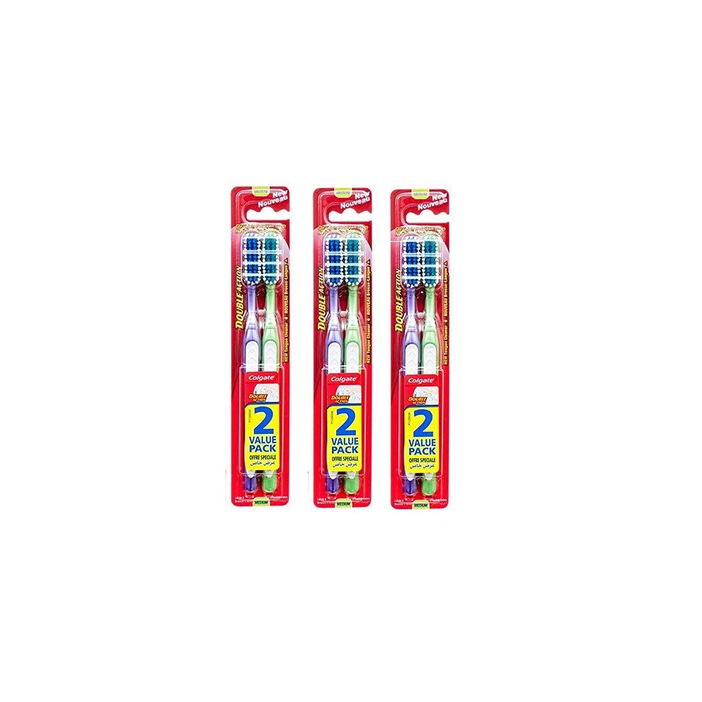 Colgate Toothbrush 2Ct Double Action Pack (3) Medium