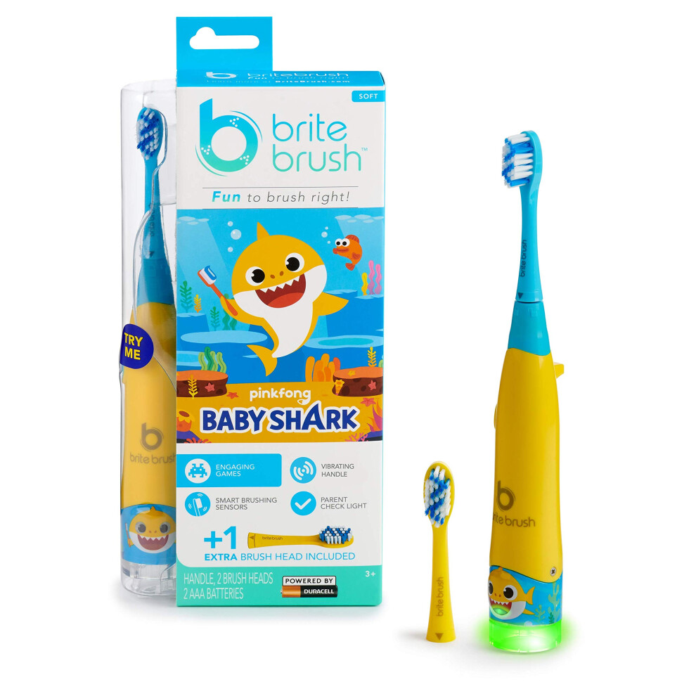 BriteBrush ADA-Approved Interactive Smart Kids Toothbrush with Baby Shark | 61266 - Real-time Brushing Feedback & Progress Score