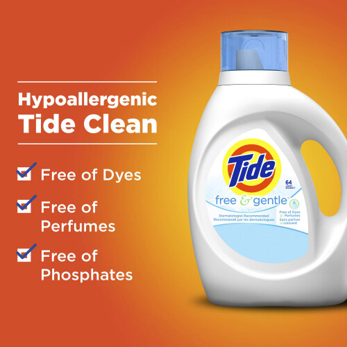 Tide Free & Gentle Υγρό Απορρυπαντικό Ρούχων, 64 πλύσεις 2