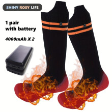 1 Paar glänzende, rosäsische Leben beheizte Socken für Männer und Frauen, 8000mah wiederaufladbare Lithiumbatterie, 3 Temperatureinstellungen