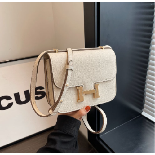 Lychee pattern H buckle light luxury shoulder crossbody bag