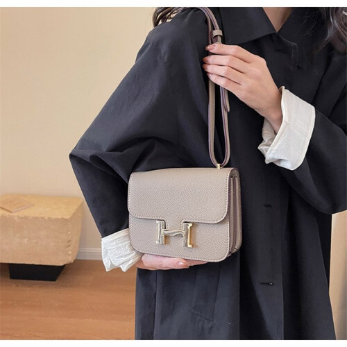Lychee pattern H buckle light luxury shoulder crossbody bag 1