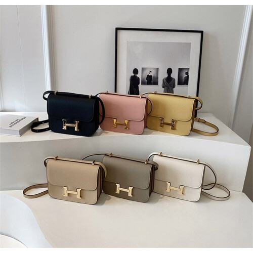 Lychee pattern H buckle light luxury shoulder crossbody bag 2