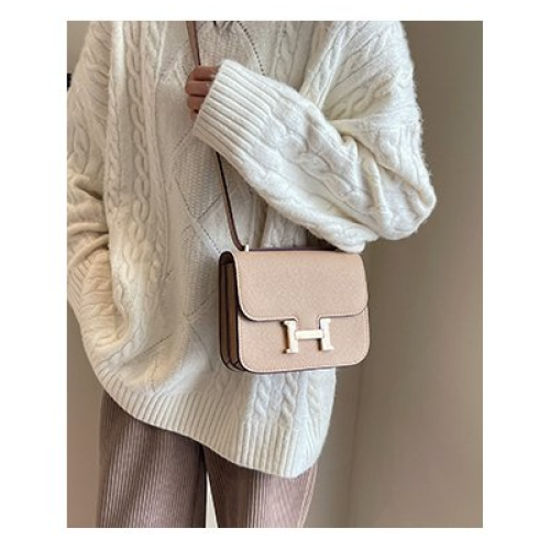 Lychee pattern H buckle light luxury shoulder crossbody bag 2