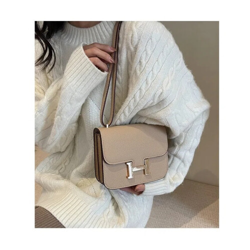 Lychee pattern H buckle light luxury shoulder crossbody bag