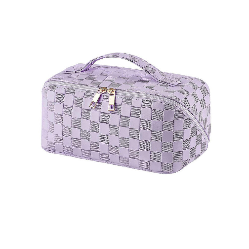 Kikidex Blue (Purple, One Size) Large Capacity Travel Cosmetic Bag Organizer Makeup Brushes Slots Dividers New