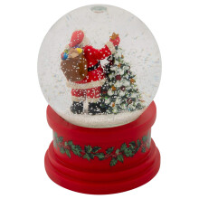 Roman Santa With Tree Plays Tune Here Comes Santa Claus 5,75 Zoll Feiertags-Glitzerglobus