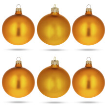 Set of 6 Matte Gold Glass Ball Christmas Ornaments 3.25 Inches