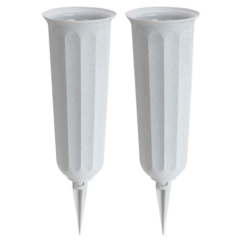 Stone Plastic Cemetery Vase 2-pack