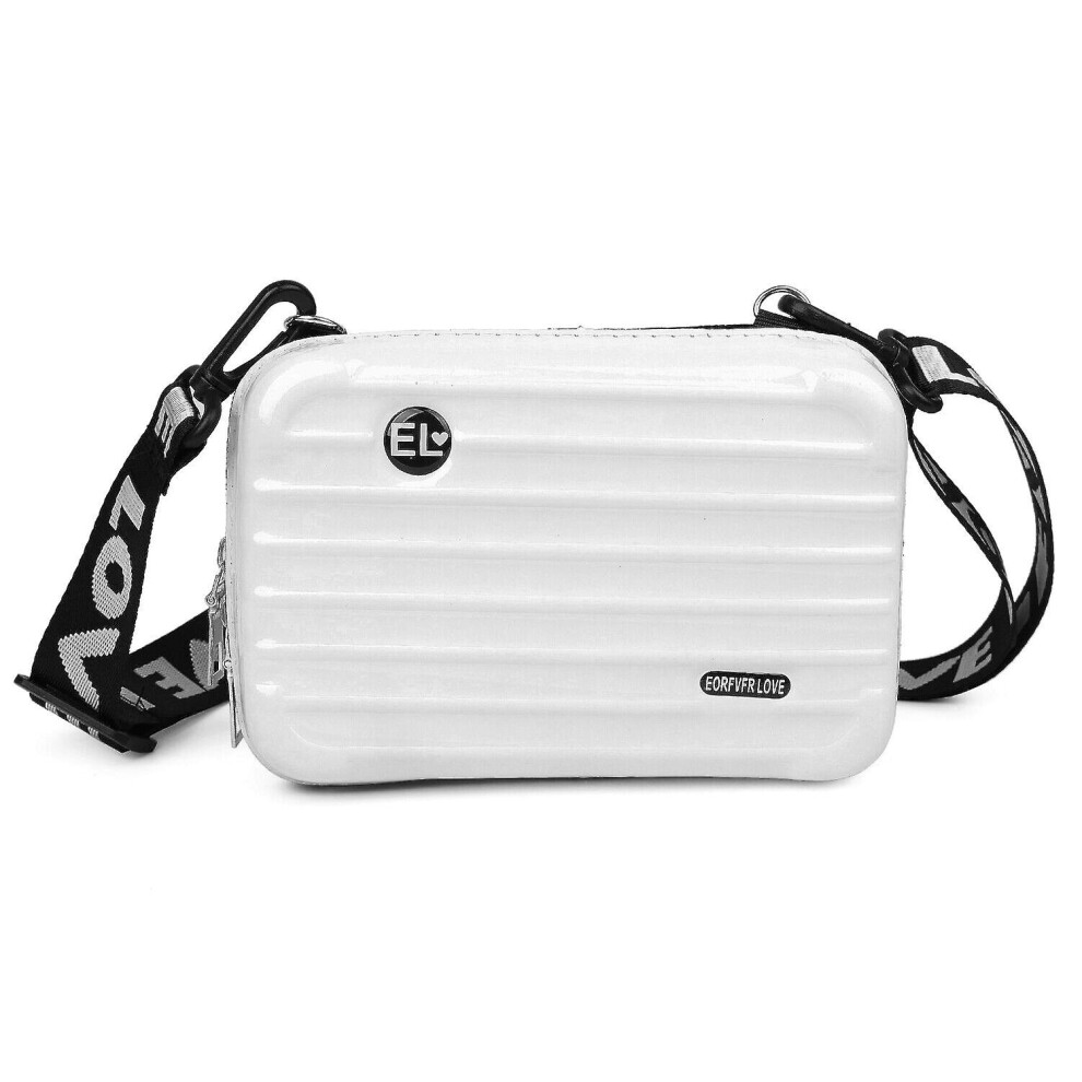 (Hard Shell Cosmetic Bag, Women Mini Suitcase Shape Crossbody Bags Durable Pu) Hard Shell Cosmetic Bag, Women Mini Suitcase Shape Crossbody Bags Durab