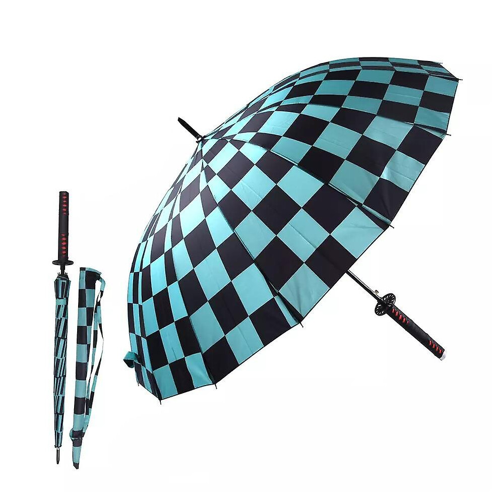 (Kamado Tanjirou) 100cm Demon Slayer Kimetsu No Yaiba Anime Peripherals Long Handle Sunny And Rainy Umbrella Samurai Knife Sword Weapon Parasol
