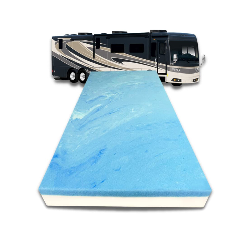 FoamRush 6-Inch Bunk (30"" x 75"") Mattress Cooling Gel Memory Foam RV Mattress Replacement  Medium Firm  Comfort  Pressure Relief Support-image-OPC-PFND6ZC-NEW