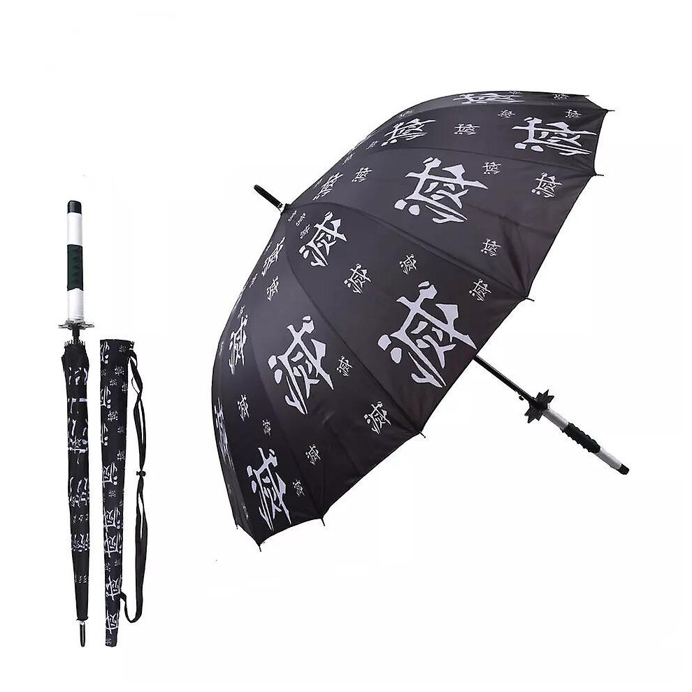 (Shinazugawa Sanemi) 100cm Demon Slayer Kimetsu No Yaiba Anime Peripherals Long Handle Sunny And Rainy Umbrella Samurai Knife Sword Weapon Parasol