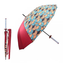 (Tomioka Giyuu) 100cm Demon Slayer Kimetsu No Yaiba Anime Peripherals Long Handle Sunny And Rainy Umbrella Samurai Knife Sword Weapon Parasol