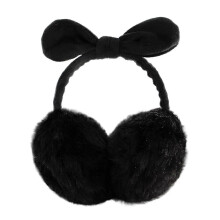 (Black, One size) Women Winter Earmuffs Girl Ski Adjustable Ear Covers For Cute Bow Ear Warmer Outdoor Earmuff Fleece Lining
