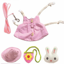 (L, One size) Pet Rabbit Clothes With Harness Leash Bag Hats