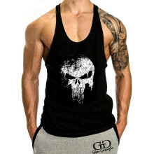 (M, BLACK) Summer Sports Casual Cotton Racerback Tank Top