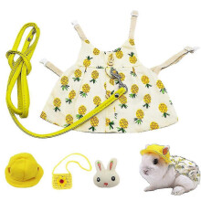 (S, One size) Pet Rabbit Clothes With Harness Leash Bag Hats