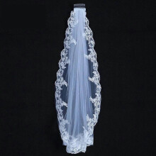 (150cm, One size) Women's Short Fingertip Length Lace Wedding Bridal Veil-90cm/150cm/300cm