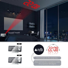 (white, One size) FM Radio LED Digital Smart Alarm Clock Watch Table Electronic Desktop Clocks USB Wake Up Clock with 180 Time Projection Snooze