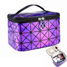 (As show, One size) Lingge Laser Cosmetic Bag Travel Tote Bag, Waterproof Large Capacity Washing Bag, Purple